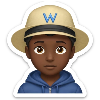 dark-skinned boy in WM hat sticker