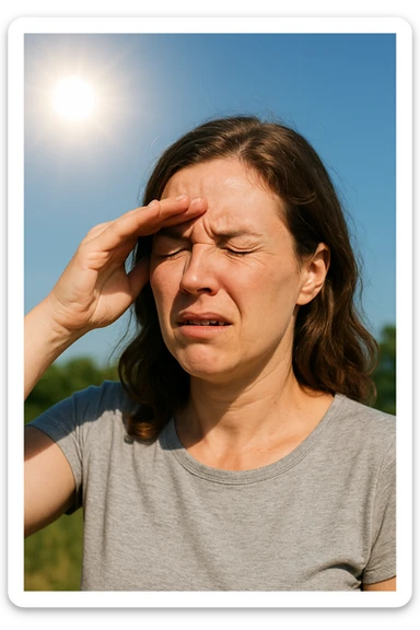Donna che ha male agli occhi con il sole sticker