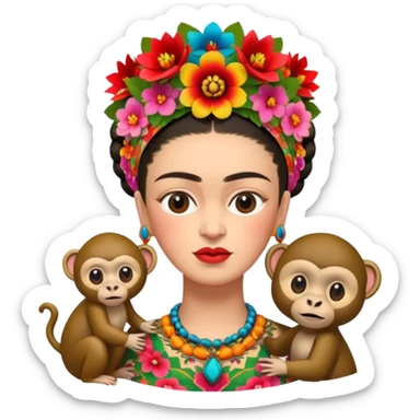 Frida Kahlo with monkey sticker