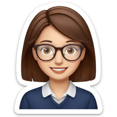 Women brown eye and brown hair with glasses snfearing sticker