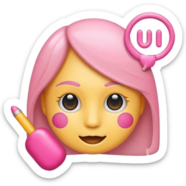 Crie um emoji de fone de ouvido branco com 2 lacinhos rosas claros sticker