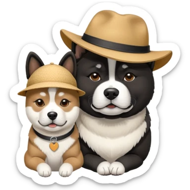 Black American akita hat with his black and white American akita friend  sticker