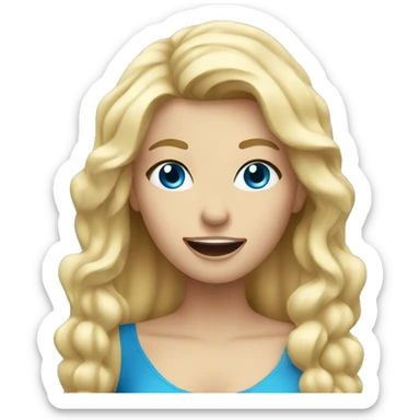 blonde girl blue eyes singing with microphone sticker