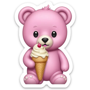 pink teddy bear with ice cream sticker