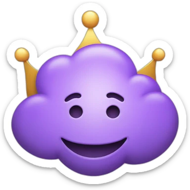 purple cloud with crown and happy smiley face sticker