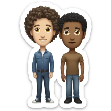 Tall white boy with a Ave hair and short Puerto Rican man with curly hair sticker