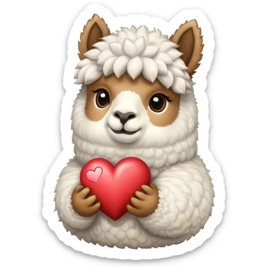 Alpaca with a big heart ￼ sticker