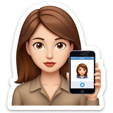 mujer pelo cafe y piel blanca diseñadora grafica  sticker