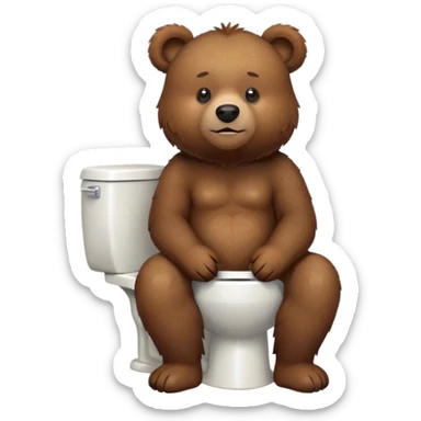 Brown bear sitting on a toilet sticker