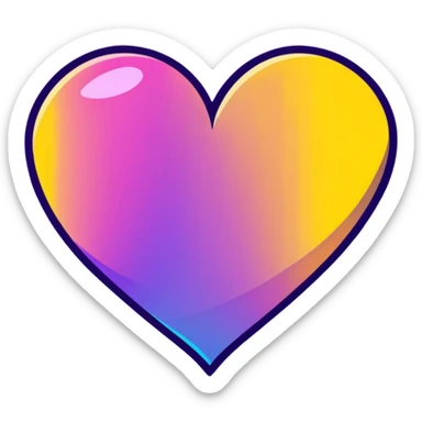 heart with yellow and blue gradient sticker