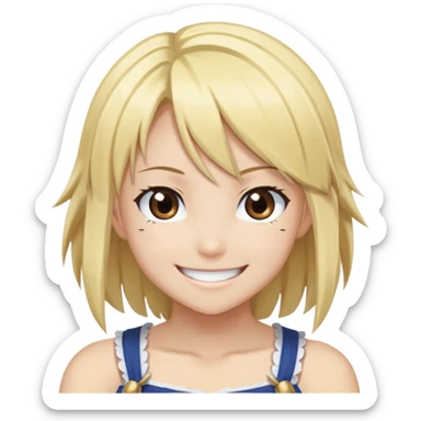 Smiling Lucy Heartfilia from Fairy Tail with blonde hair and brown eyes sticker