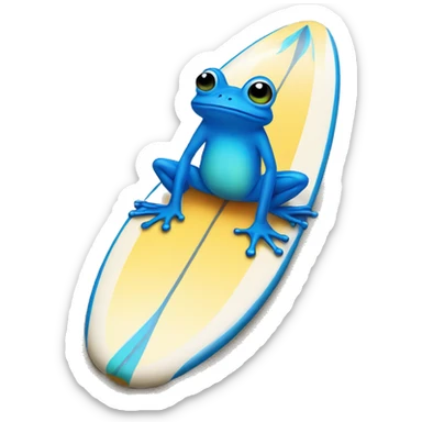 Blue frog on surf board sticker