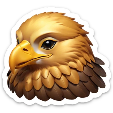 Meme-Worthy Cute Sleeping Golden Eagle Portrait Emoji, Head resting peacefully with a contented smile, showcasing a stately, broad-beaked form with eyes gently closed in serene slumber and luxuriously soft, golden plumage, Simplified yet adorably endearing features, highly detailed, glowing with a soft, drowsy amber light, high shine, relaxed and utterly lovable, stylized with an air of playful laziness, soft glowing outline, capturing the essence of a sleeping golden eagle that feels destined to become the next viral icon of adorable rest! sticker
