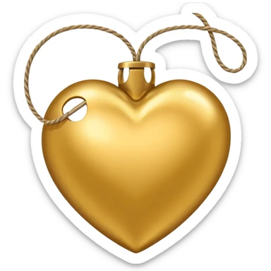 gold heart shaped ball with string sticker