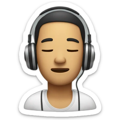 man in headphones closed his eyes sticker