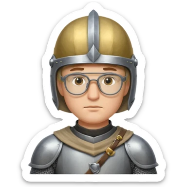 Male knight adjusting glasses — serious focus. sticker