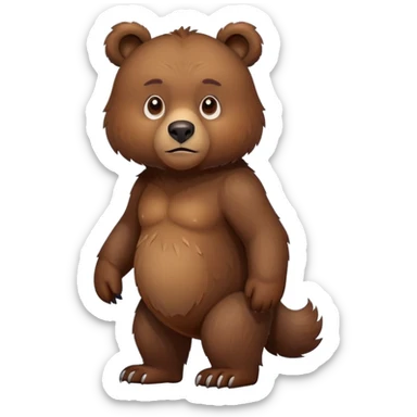 Fierce brown bear walking on four paws with serious face, stern expression, natural pose, realistic appearance sticker
