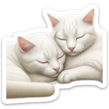 Two white cats sleeping and hugging each other  sticker