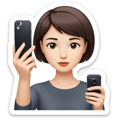 woman taking a selfie, short hair sticker