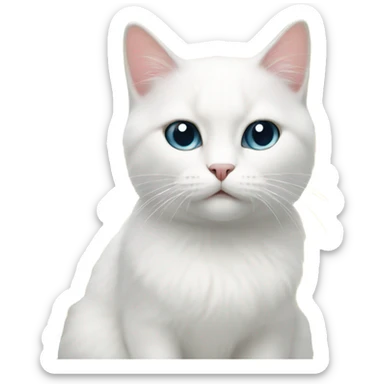 Small white cat sitting next to a Christmas tree sticker