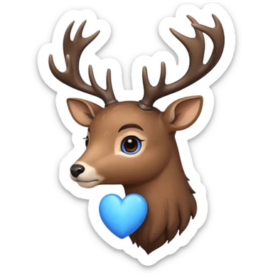 Deer with blue heart sticker