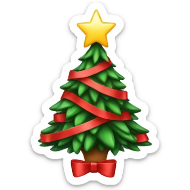 Christmas tree with red bows instead of a star   sticker