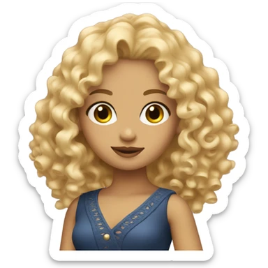 Blonde curly girl modeling on a catwalk  sticker