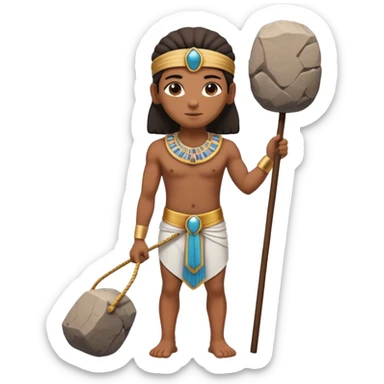 fullbody ancient Egyptian worker with simple headband carrying a rock block on their back sticker