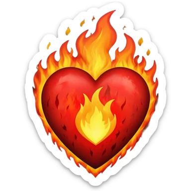 Black and red heart on fire sticker
