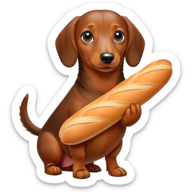 dachshund with a baguette as its body sticker