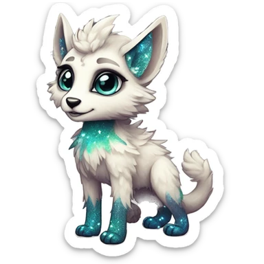 Cool cute Kawaii edgy fantasy animal sparkle fursona Fionbri creature by griffsnuff & LiLaiRa & Falvie full body sticker
