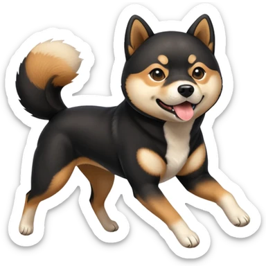 Running black Shiba Inu sticker