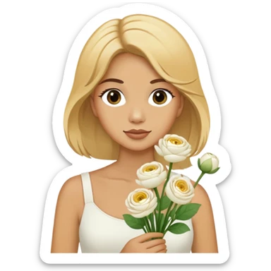 all women we’ve flown a golden blonde hair or florist with seven white ranunculus ￼ sticker