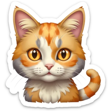 full body anxious looking colourful light calico tabby cat with hazel eyes sticker