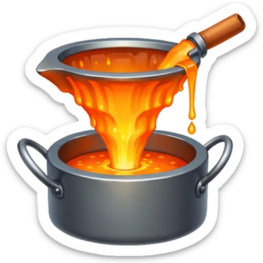 The crucible pours out metal, pixels style 32x32. sticker