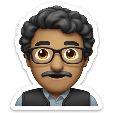 dark hair dark eye man with short mustache wearing glasses sticker