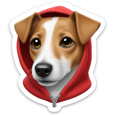 Jack Russell Terrier in a red hoodie sticker