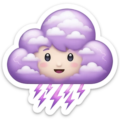 cloud with pale purple lightning sticker