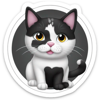 gato preto e branco com fone de ouvido sticker