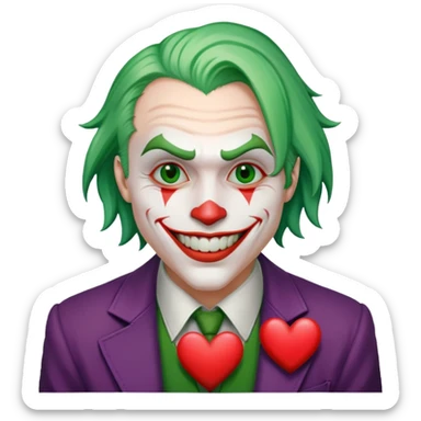 The Joker villain with a heart surrounding him sticker