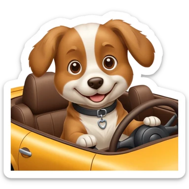 Dog driving car sticker