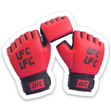 UFC MMA fighting glove with open fingertips, padded knuckles, red and black colors, official UFC style, detailed 3D sticker