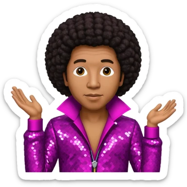 Smokey Robinson with long dark brown afro hair, magenta sequin outfit  sticker