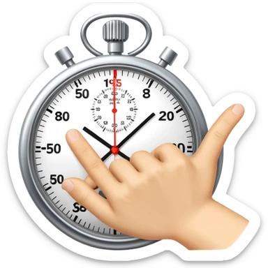 Stopwatch showing 1 minute and 58 seconds, hands pointing just before the 2-minute mark, symbolizing the two-minute rule in productivity sticker
