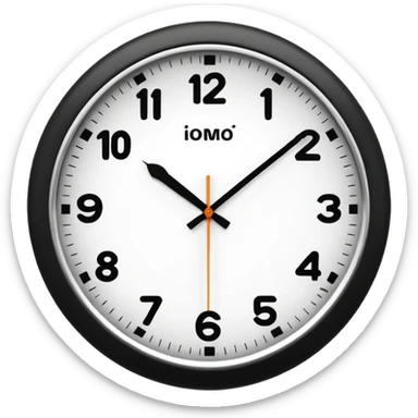 wall clock showing 8 am sticker