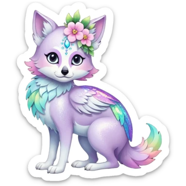 Multicolored sparkly pastel dark iridescent light pale gloomy spooky cute adorable pretty cool elegant realistic floral exotic Falvie-Fionbri, full body sticker