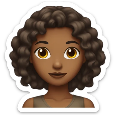 brown girl with amber eyes and long dark hair sticker