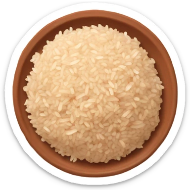 whitish pure fried rice with a mix of brown rice on an orange color terra cotta plate sticker