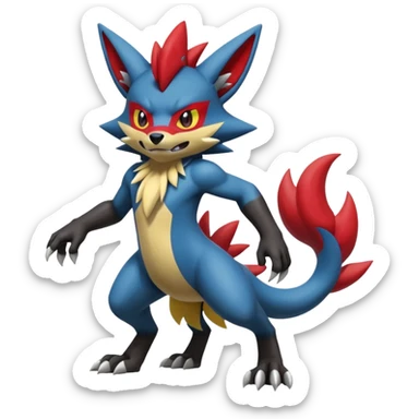 Lucario-Zoroark-Zeraora-Fakémon-hybrid-creature (full body)  sticker