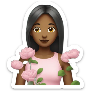 A girl she have Flowers sticker